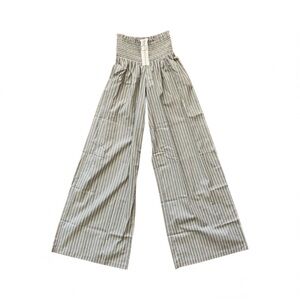 Petersyn x Revolve Gray White Striped Wide Leg Pants NWT Size S Baja